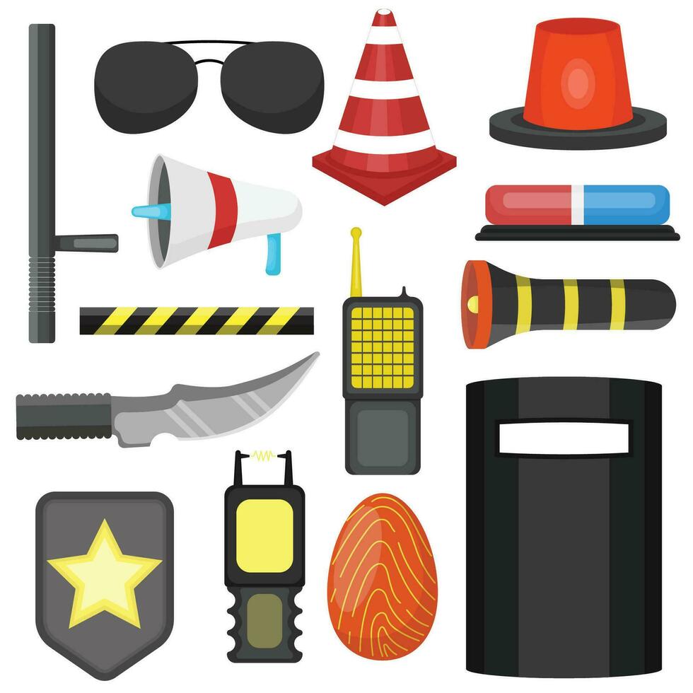 vector conjunto policía icono conjunto colección