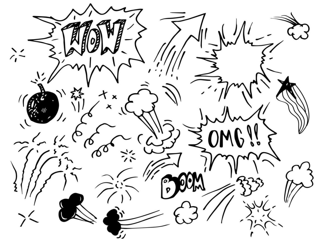 Hand drawn set of speech bubbles. doodle Vector illustration