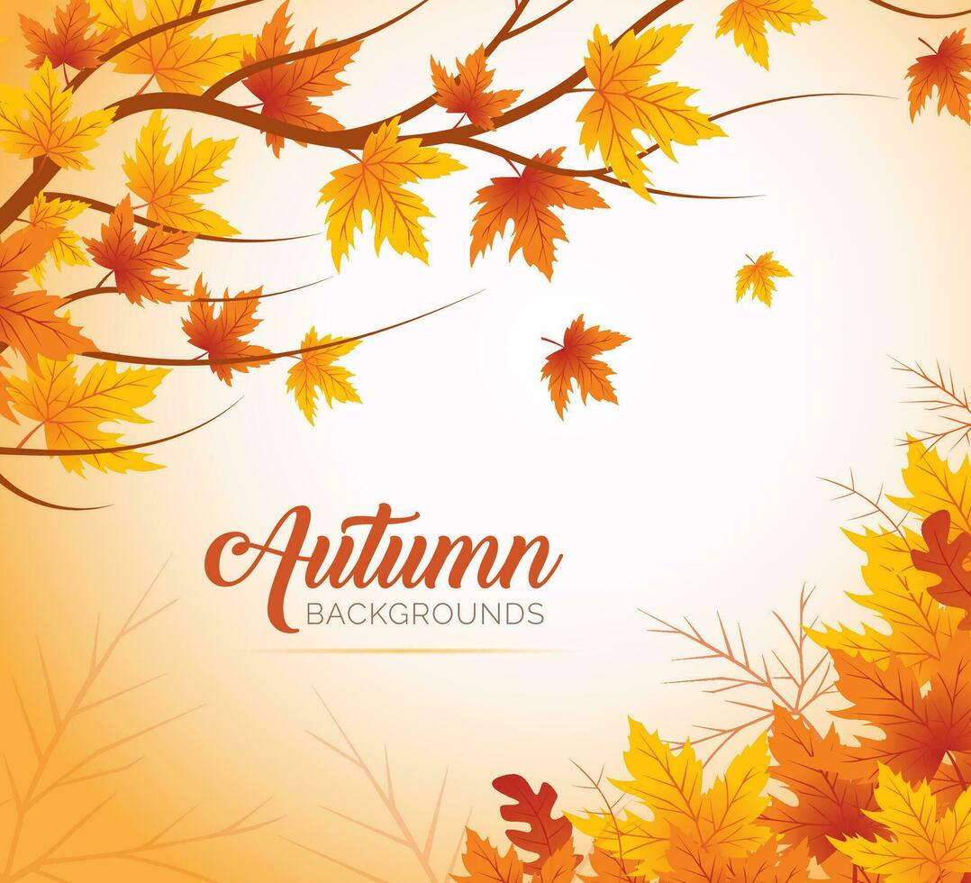 otoño hojas fondo, mano dibujado plano otoño fondo, arce hoja otoño antecedentes vector