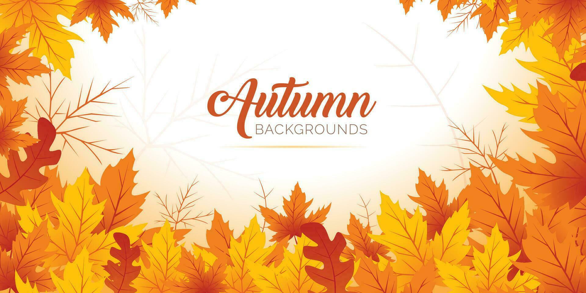 Autumn Leaves Background, Hand Drawn Flat Autumn Background, Maple Leaf Autumn Background vector