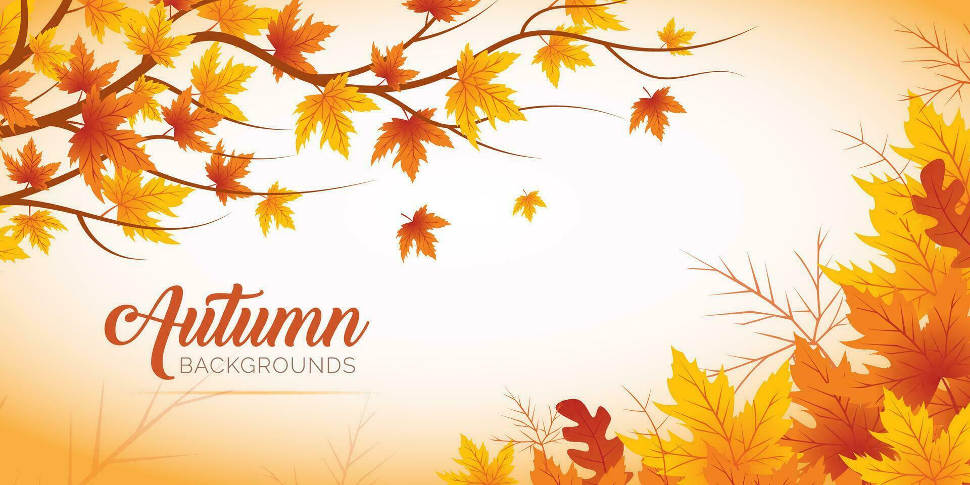 Autumn Leaves Background, Hand Drawn Flat Autumn Background, Maple Leaf Autumn Background vector
