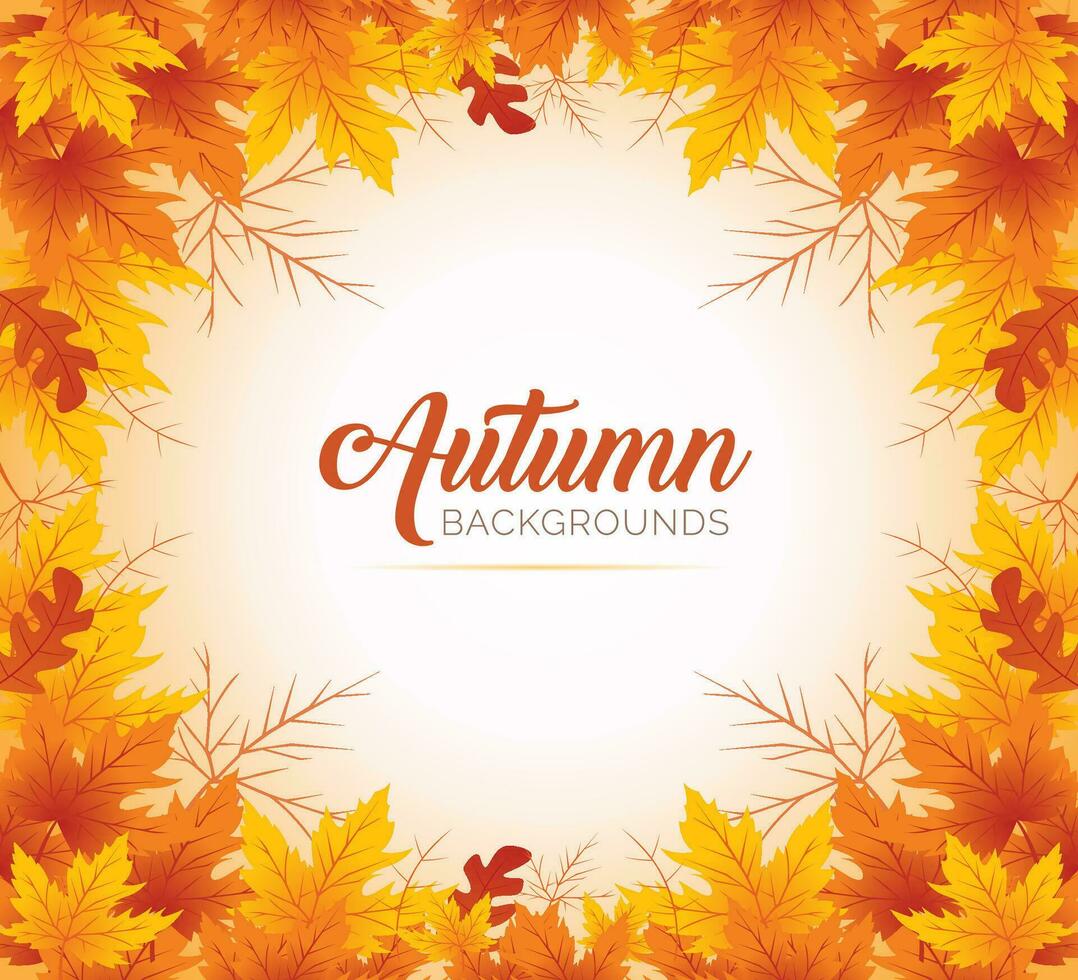 Autumn Leaves Background, Hand Drawn Flat Autumn Background, Maple Leaf Autumn Background vector