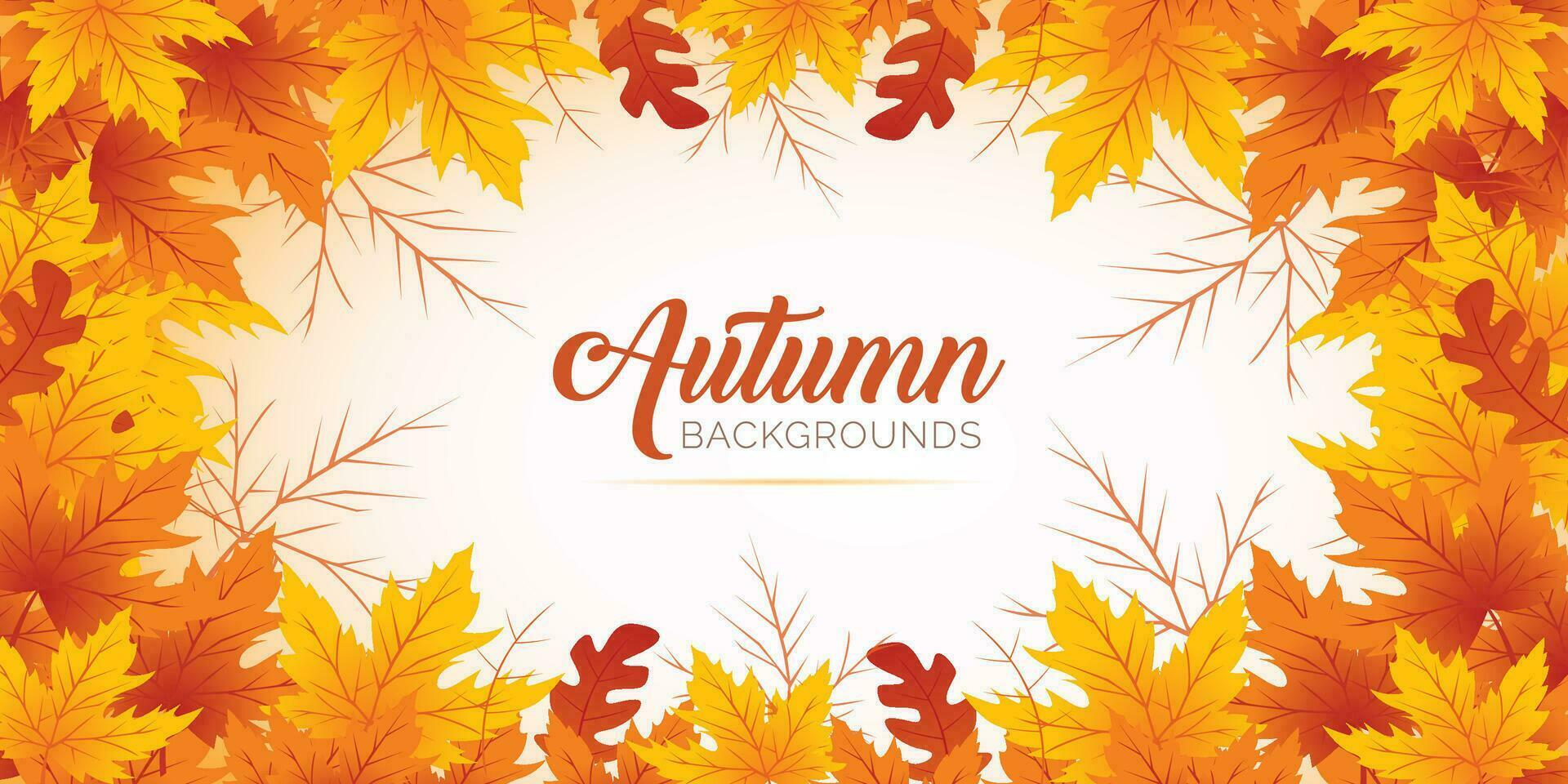 Autumn Leaves Background, Hand Drawn Flat Autumn Background, Maple Leaf Autumn Background vector