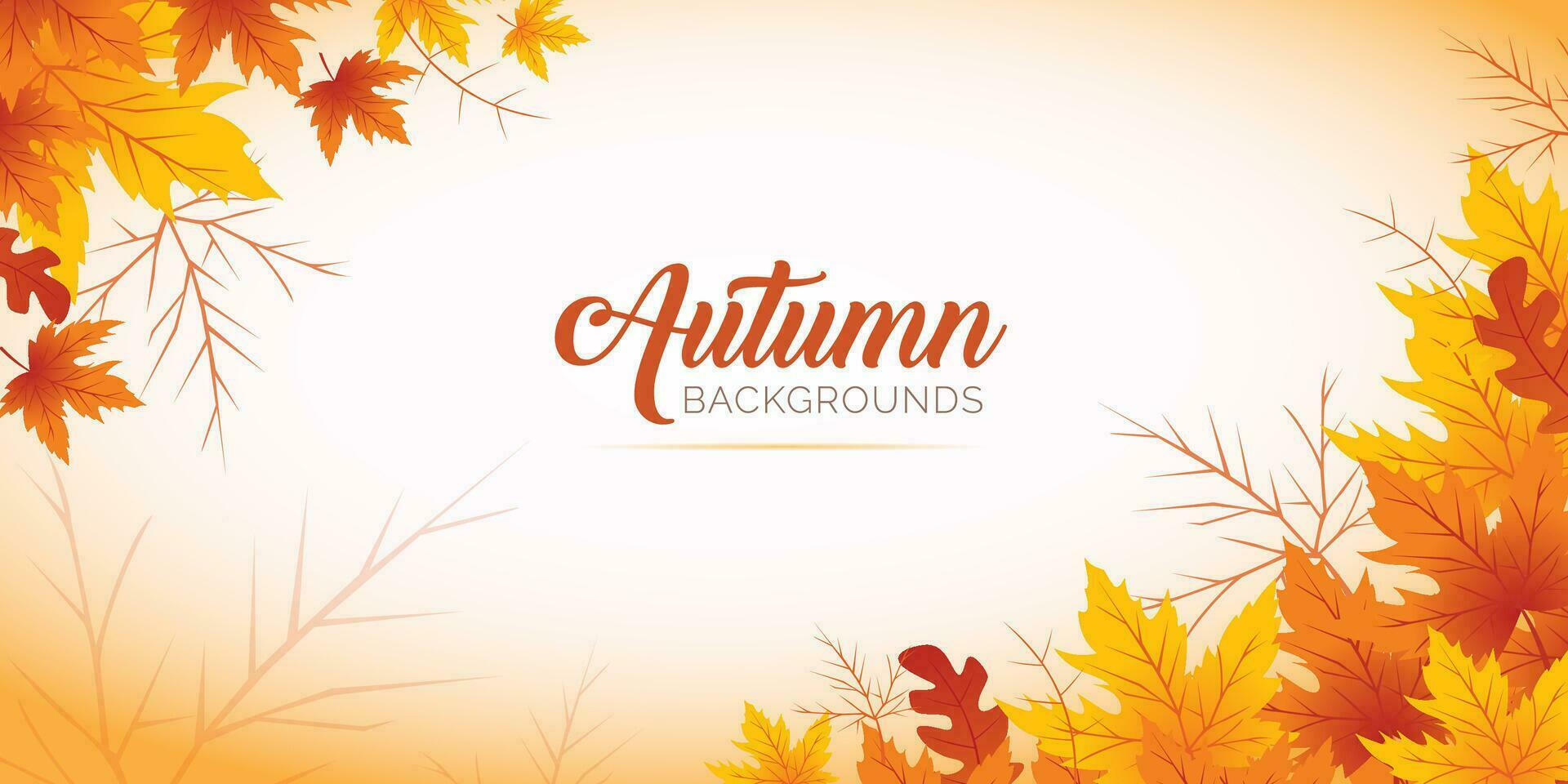 Autumn Leaves Background, Hand Drawn Flat Autumn Background, Maple Leaf Autumn Background vector
