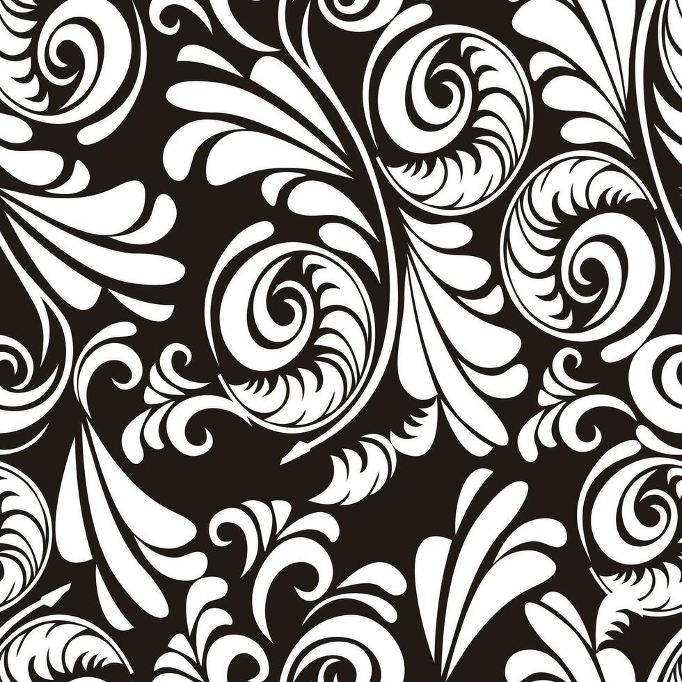 background pattern seamless texture illustration leaf black print vector floral Free Vector