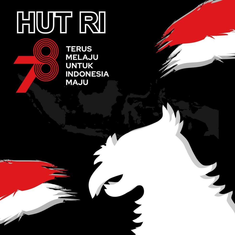 Happy independence day Indonesia, social media template vector black background