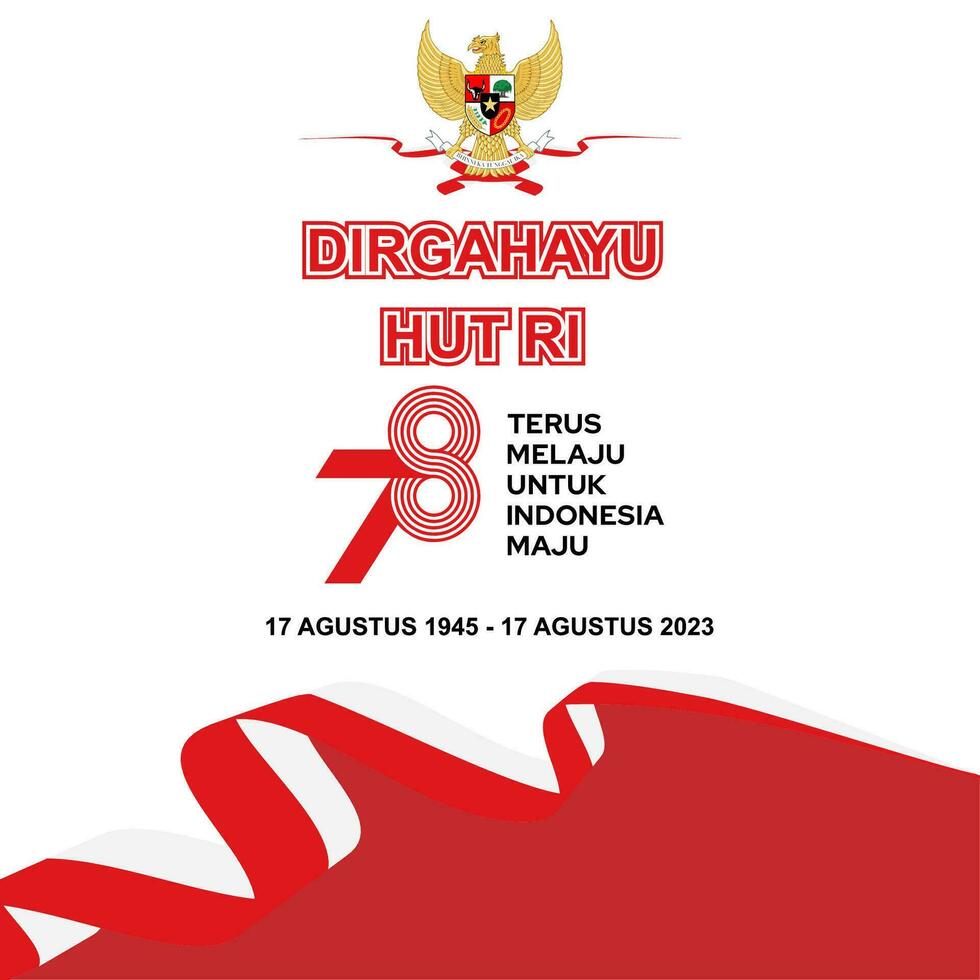 Happy 78th Independence Day Indonesia, Social Media Post Template Red White Background vector