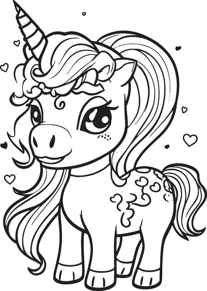 Unicorn Coloring Page for kids vector