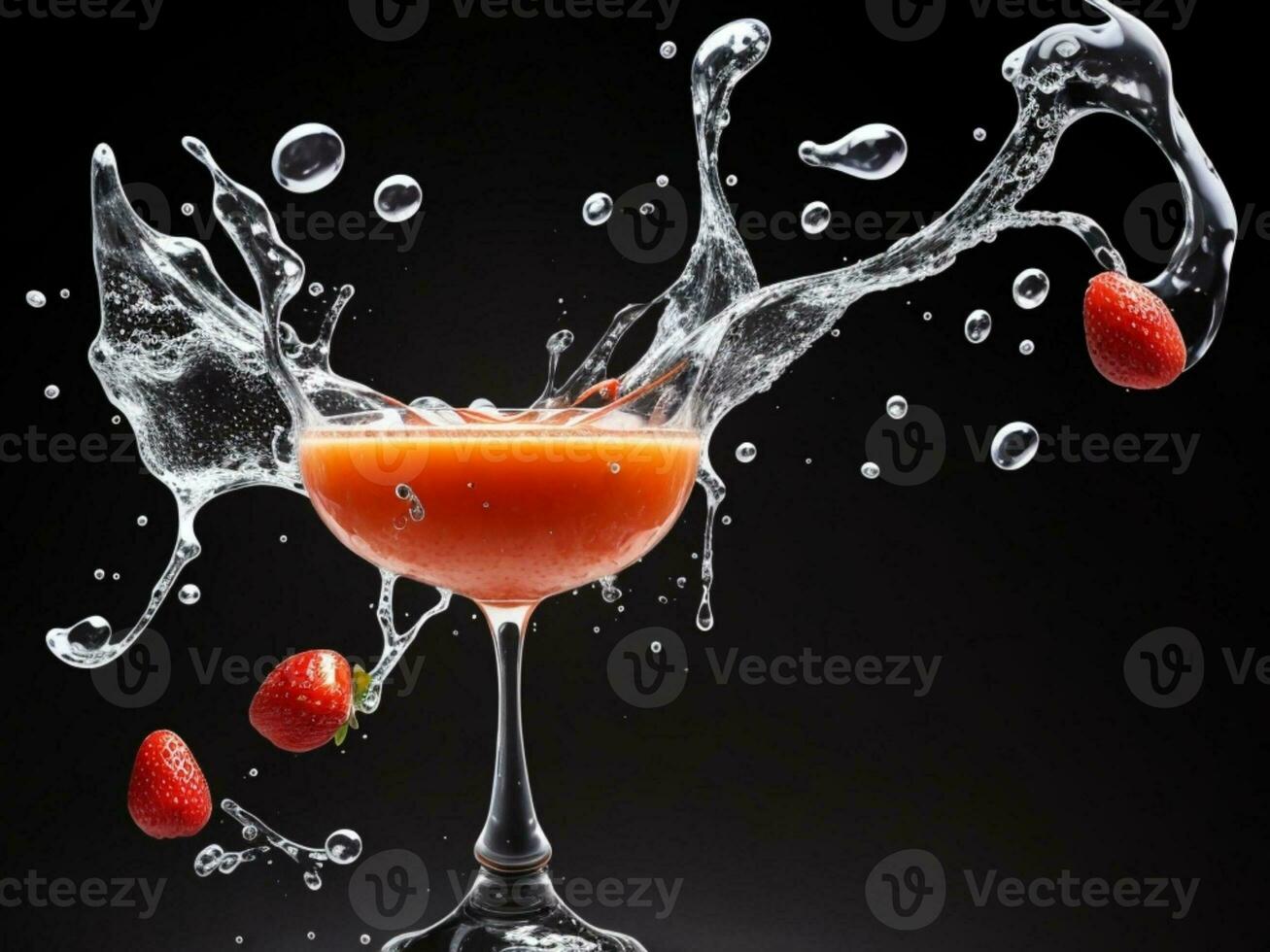 Photo blender with fruits flying isolated on black background fruit juice and splash