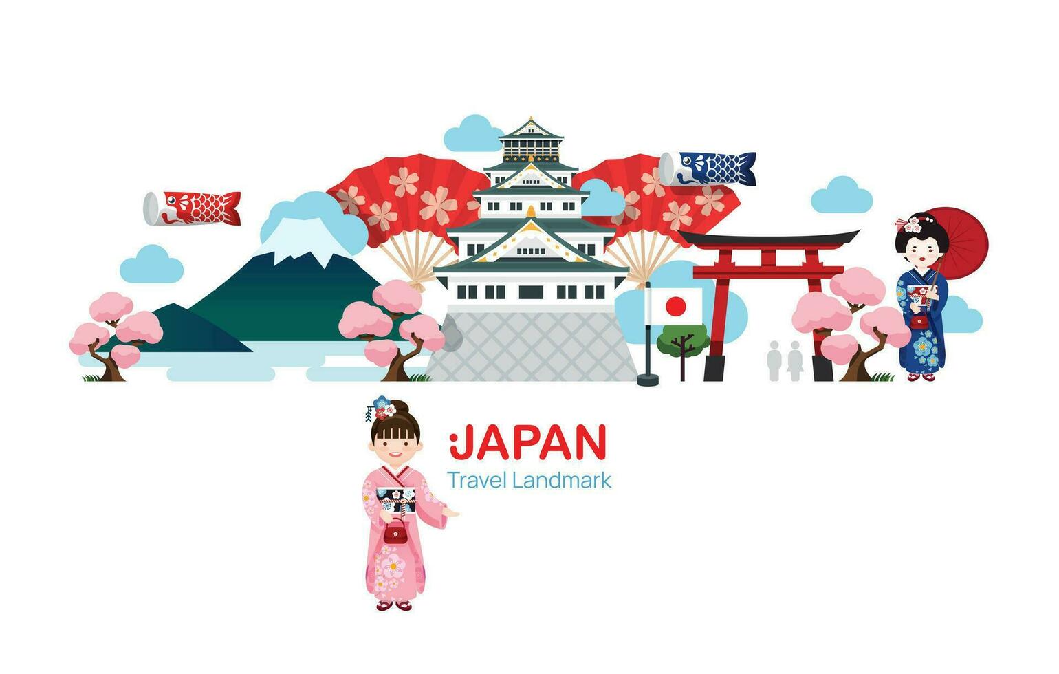 Japan Travel Elements Landmark.Vector Illustration vector
