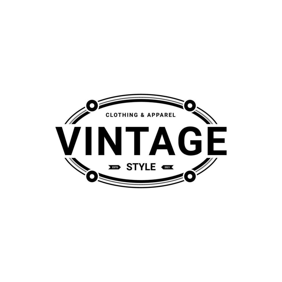 Classic retro vintage label badge logo design suitable for clothes, fabrics, t-shirts, jackets, hoodies and more vector