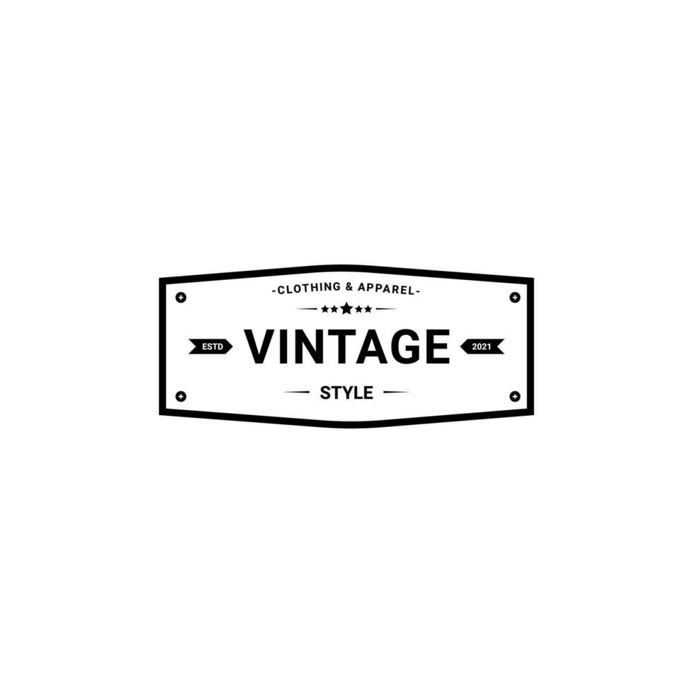 Classic retro vintage label badge logo design suitable for clothes, fabrics, t-shirts, jackets, hoodies and more vector