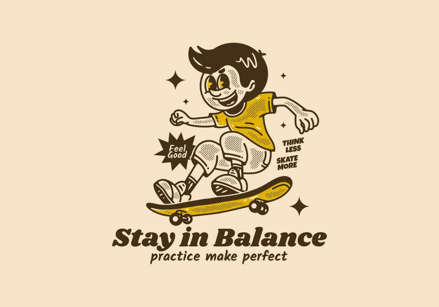 permanecer en balance, mascota personaje diseño de un chico saltando en patineta vector