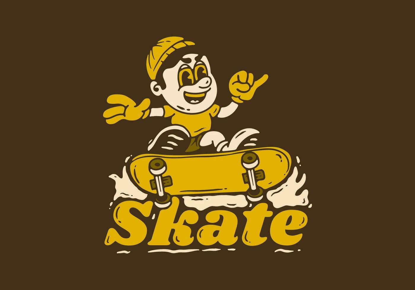 Mascot character design of a boy jumping on skate board vector