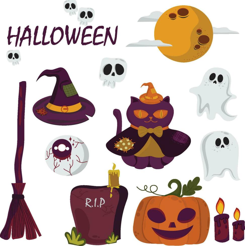 Halloween elements vector illustration.