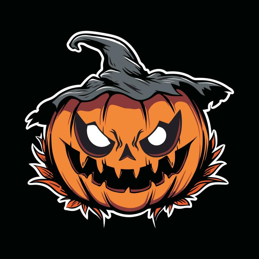 calabaza Víspera de Todos los Santos mascota logo para deporte Víspera de Todos los Santos camiseta diseño. Víspera de Todos los Santos logo. Víspera de Todos los Santos pegatina vector