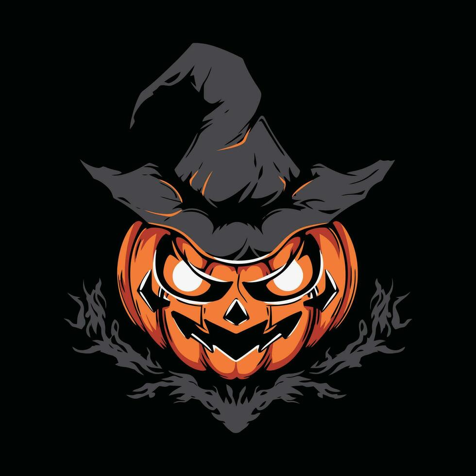 Pumpkin Halloween Mascot Logo for Esport. Halloween T-shirt Design. Halloween Logo. Halloween Sticker vector