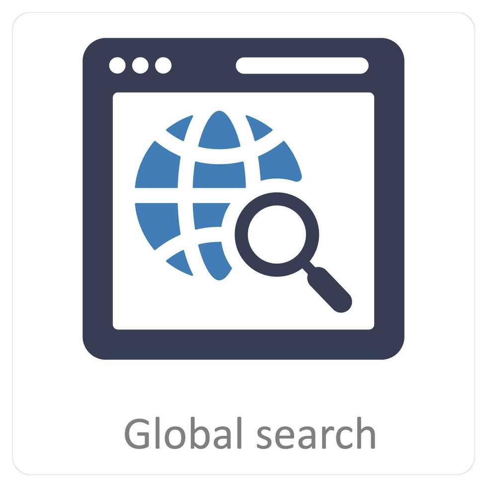 global search and international search icon concept vector