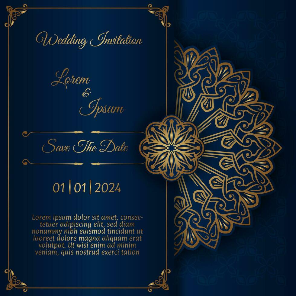 vintage invitation card, with mandala ornament vector