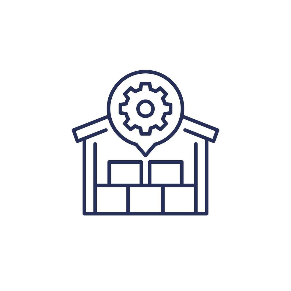 warehouse, distribution optimization icon, line vector