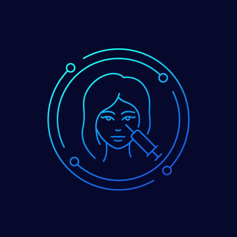 mesotherapy icon with face of a girl, linear design vector