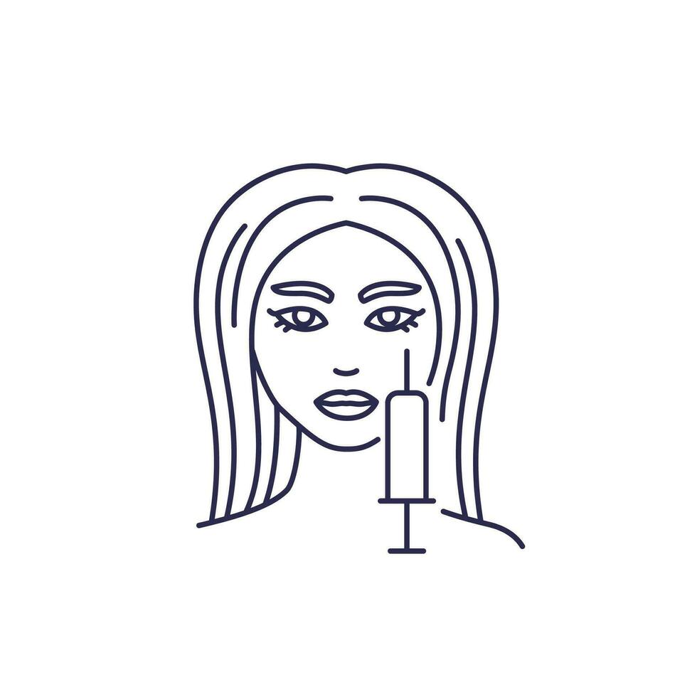 mesotherapy line icon, facial injection vector