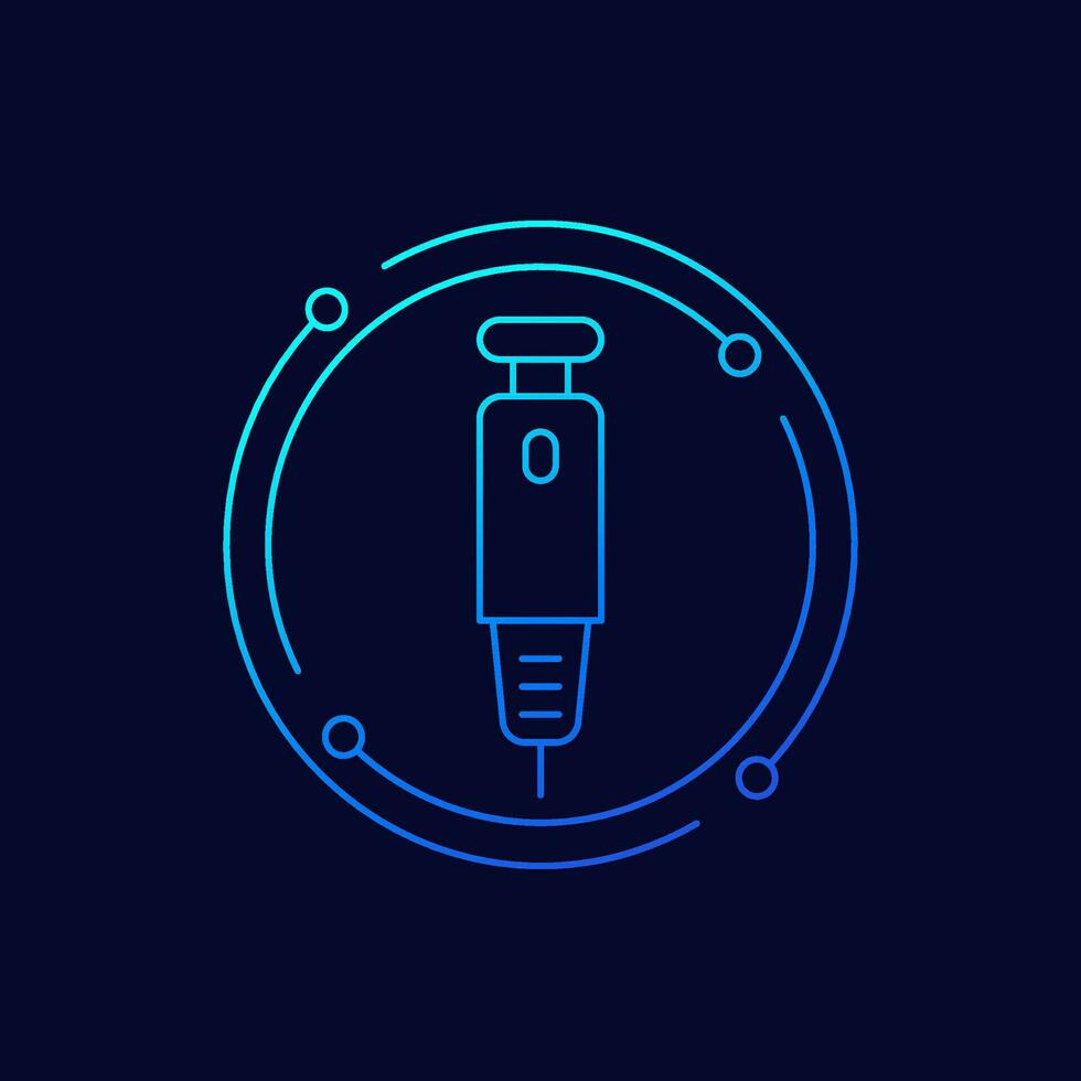 insulin pen icon, insulin injection linear design vector