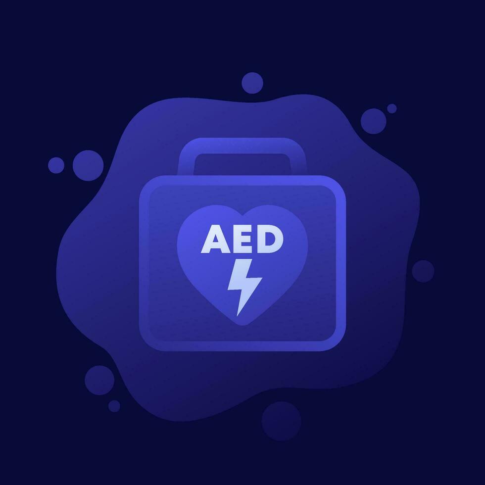 AED icon, automated external defibrillator, portable device vector design