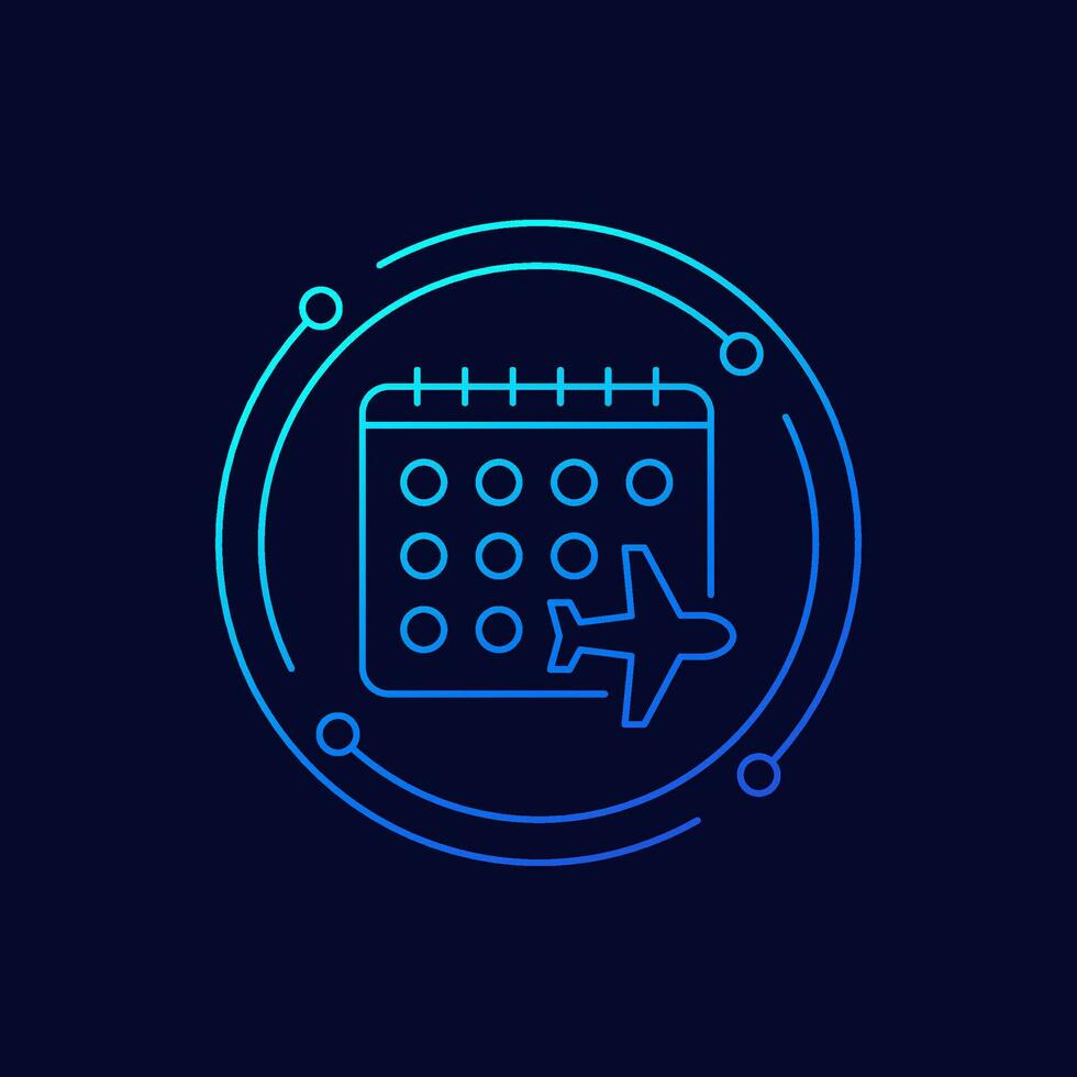 Flight calendar, schedule icon, line vector