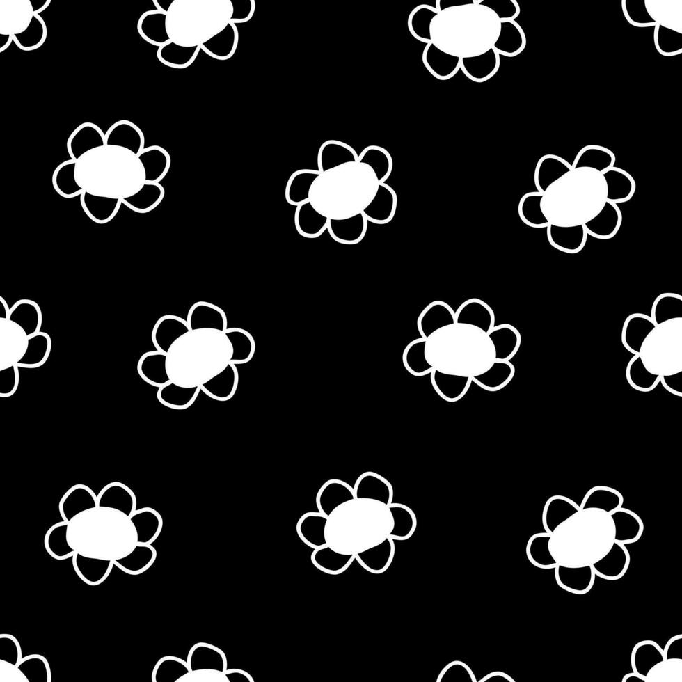 Monochrome seamless pattern with simple flowers. Perfect print for tee, paper, textile and fabric. vector