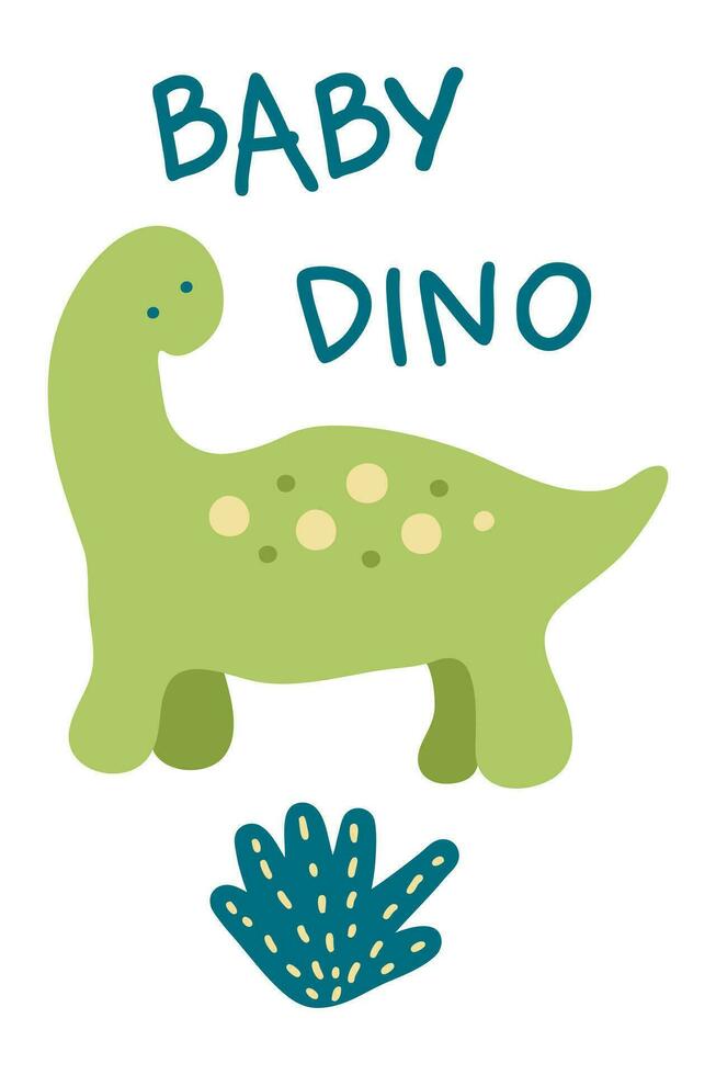 Baby dino slogan print with cute dinosaur. Perfect for tee, sticker, poster. vector