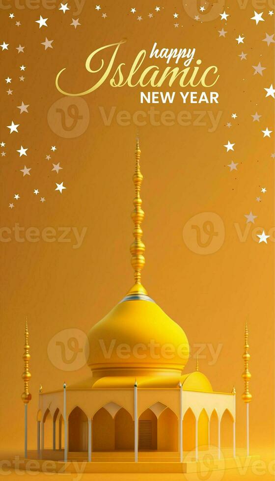 Mosque dome Happy Islamic New Year. vector illustration happy new Hijri year 1442. Graphic design for the decoration of gift certificates, banners and flyer,social media post.muhrram photo