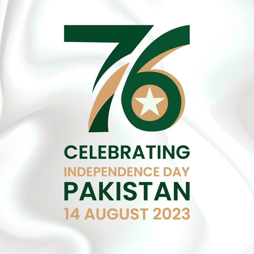 14 agosto 76 años celebracion de Pakistán independencia día vector