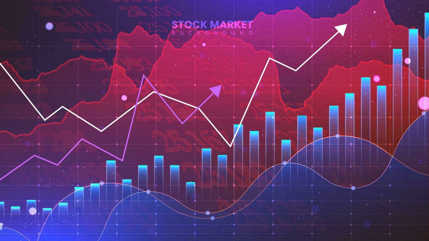 Successful stock market statistical information and trends with up arrows. Futuristic financial trading chart. Economic information growth background vector