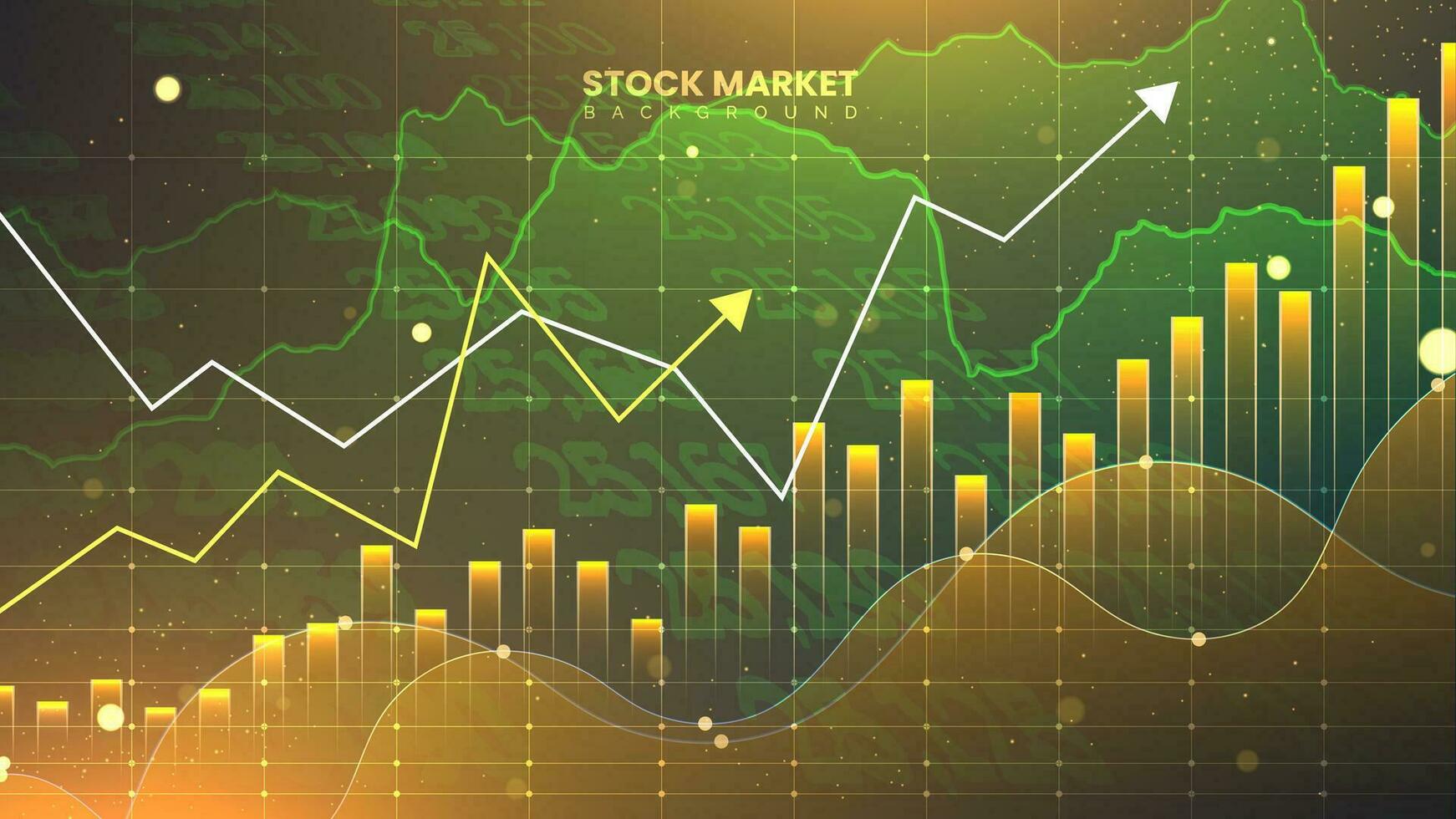 Successful stock market statistical information and trends with up arrows. Futuristic financial trading chart. Economic information growth background vector