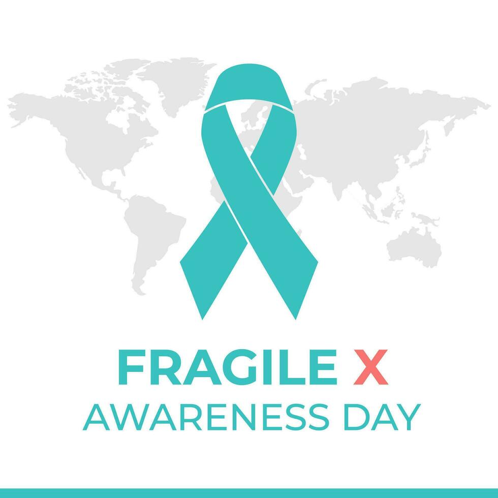Vector graphic of National Fragile X Awareness Day, with ribbon and world map silhouette icon vector. July 22. Important day