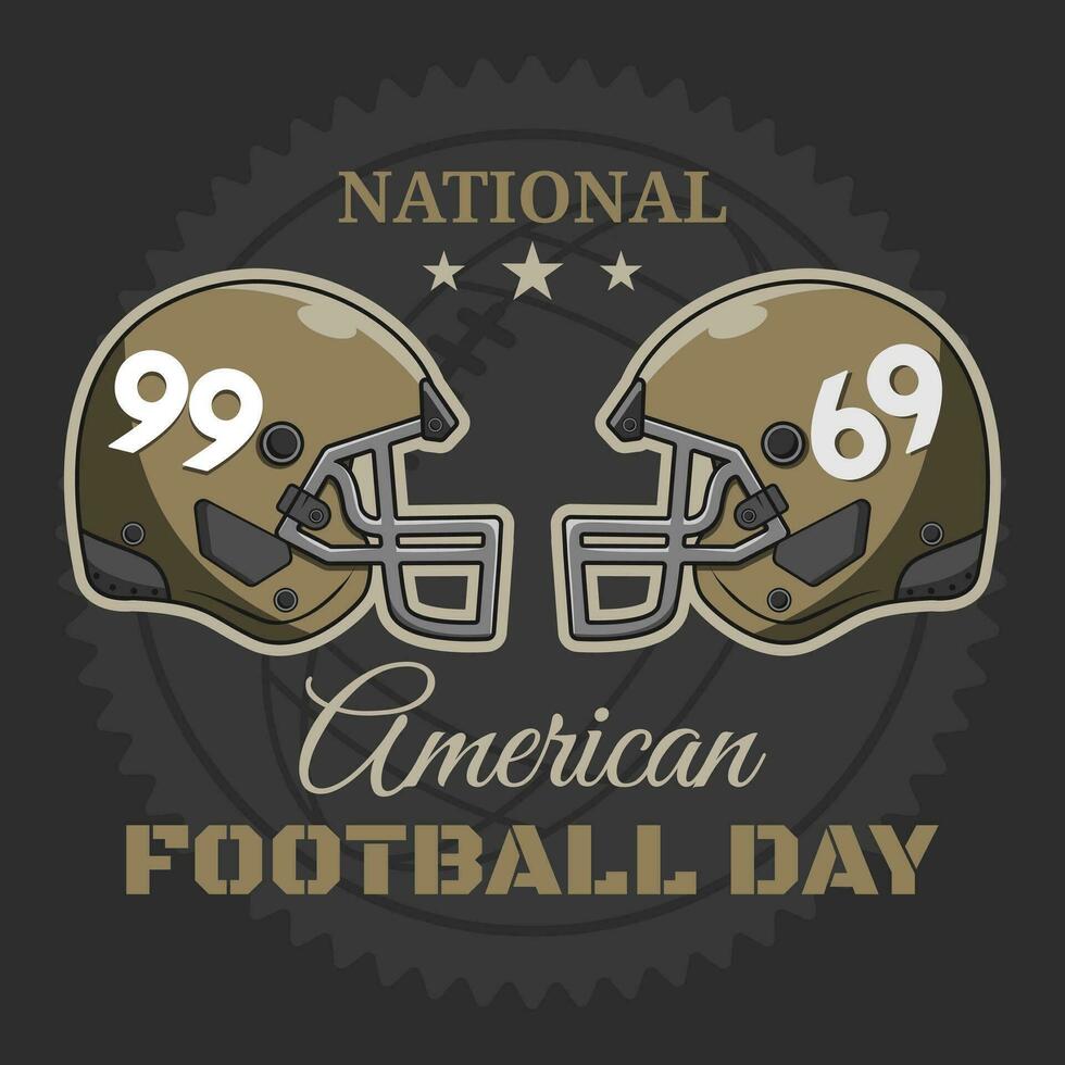 Vector Graphic of American football helmet badge, poster or card suitable for National Football Day