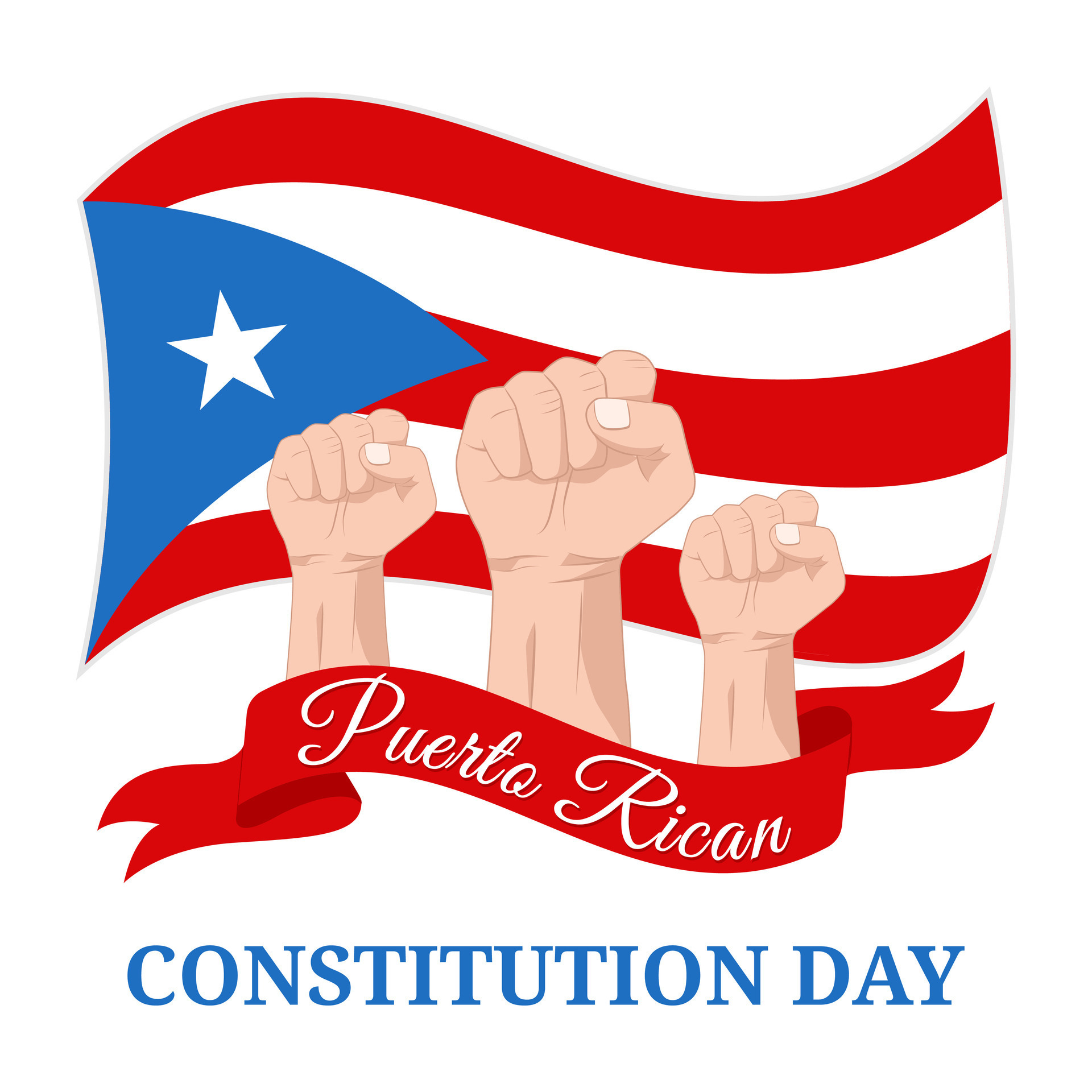Vector graphic of Puerto Rican Constitution Day artwork for greeting