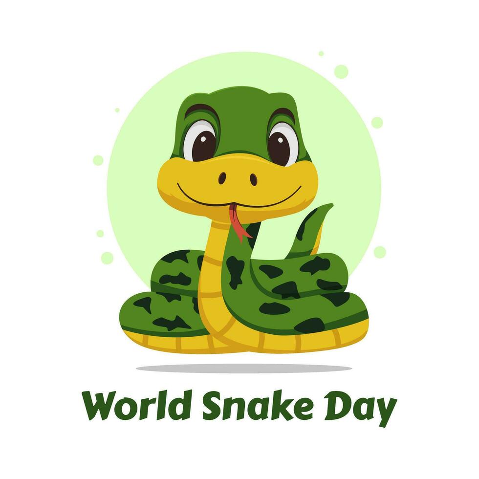 Vector graphic of cute green snake cartoon suitable for world snake day