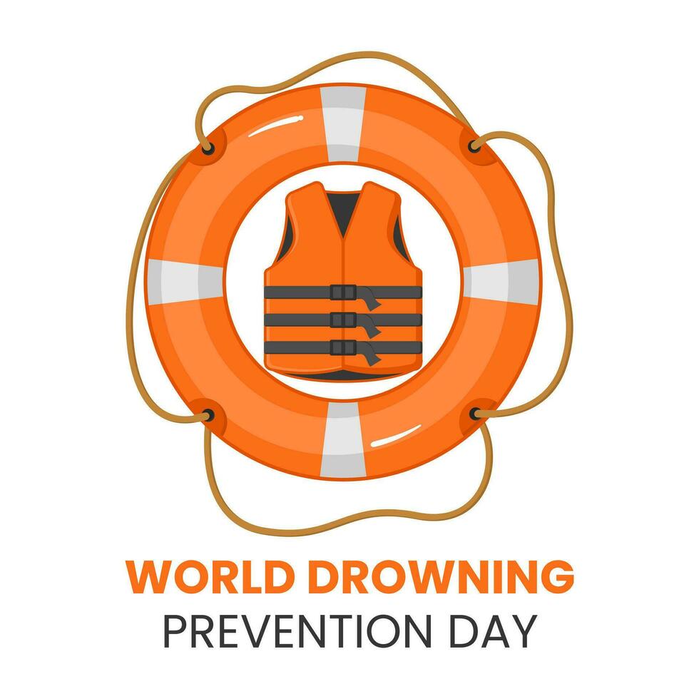 Vector graphic of lifesaver buoy and life vest icon cartoon suitable for world drowning prevention day celebration