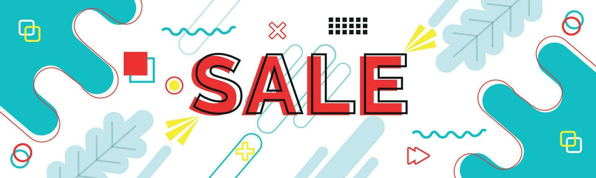 Special offer or discount in prices. sales banner with geometric abstract White background in retro style. end of season sale design includes colorful abstract shapes. vector