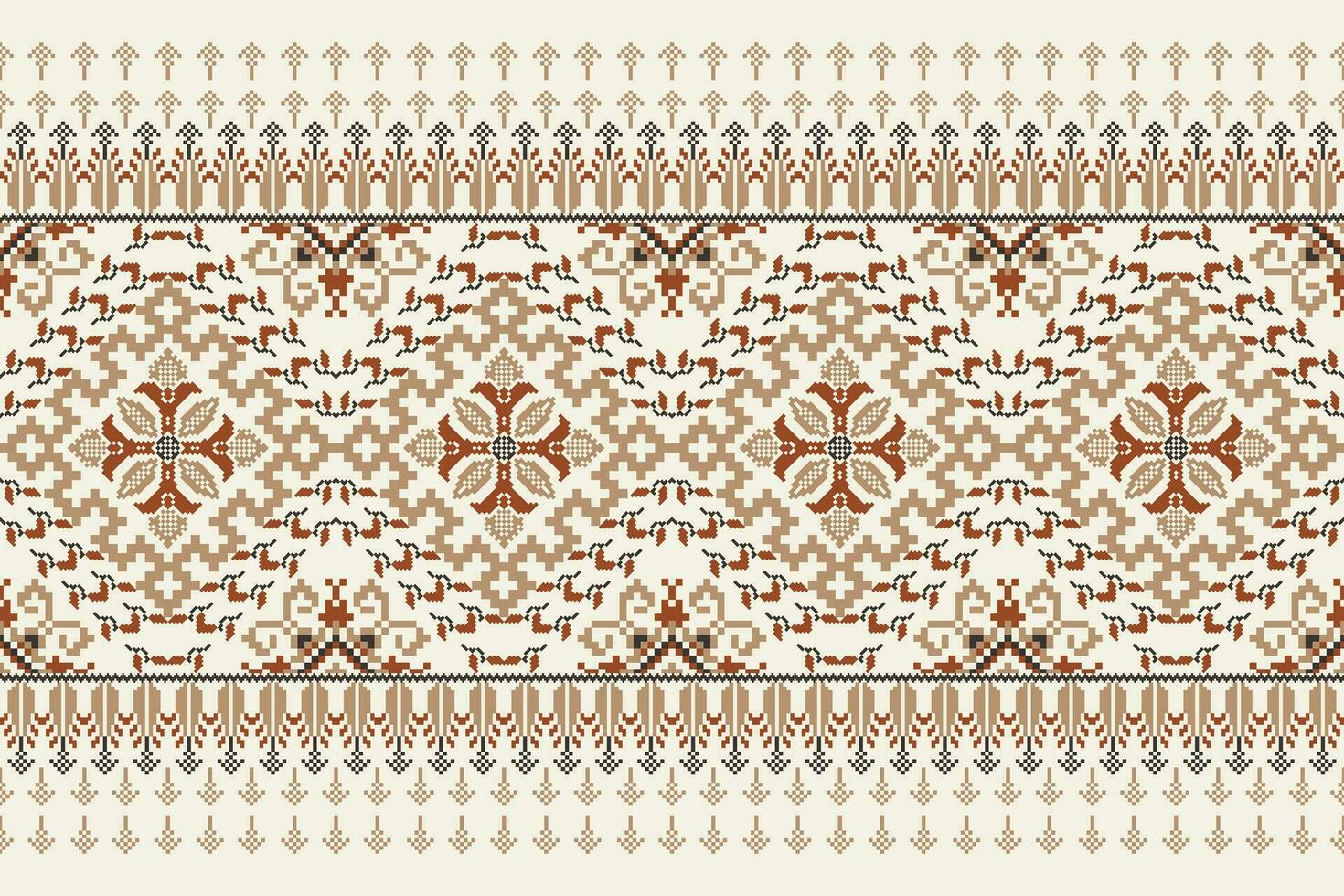 floral cruzar puntada bordado en blanco fondo.geometrico étnico oriental modelo tradicional.azteca estilo resumen vector ilustración.diseño para textura,tela,ropa,envoltura,decoración,pareo.