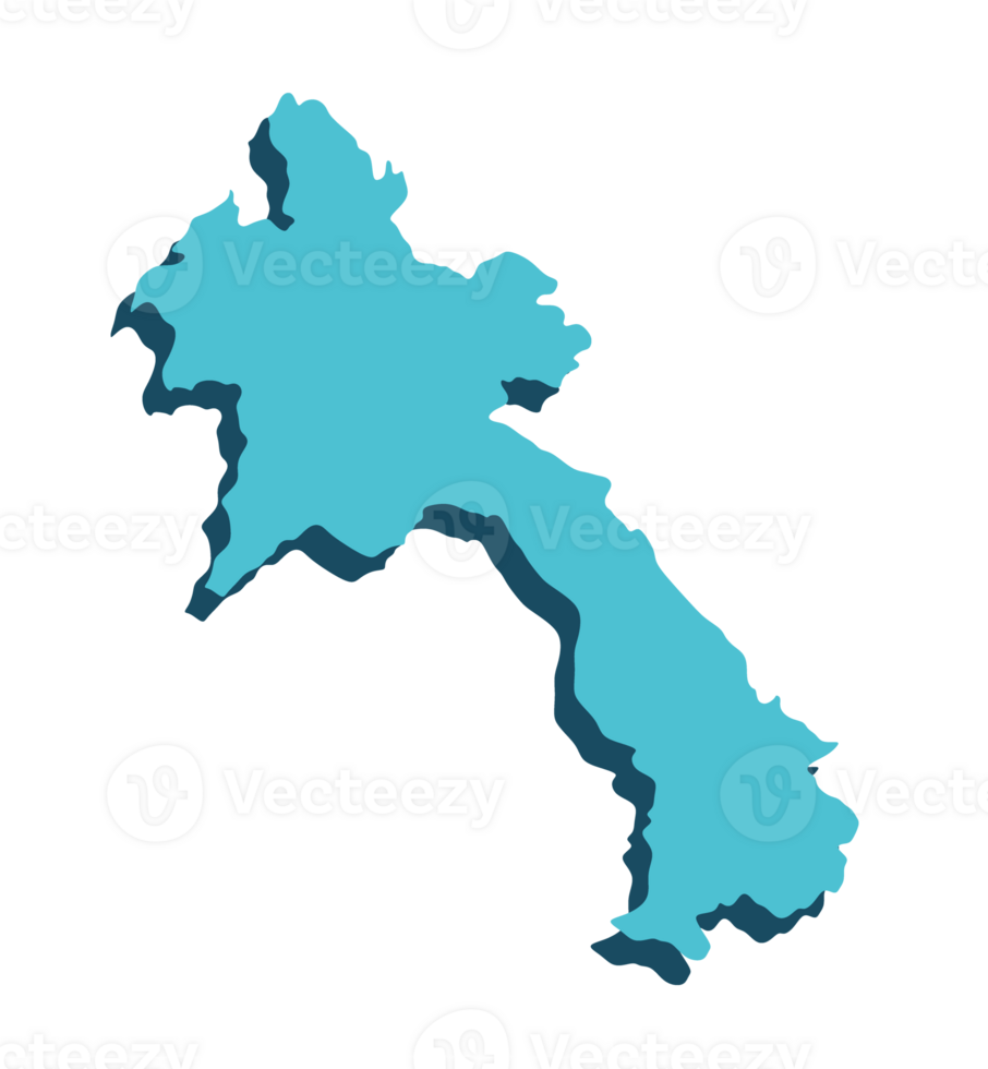 Laos map color 3d png