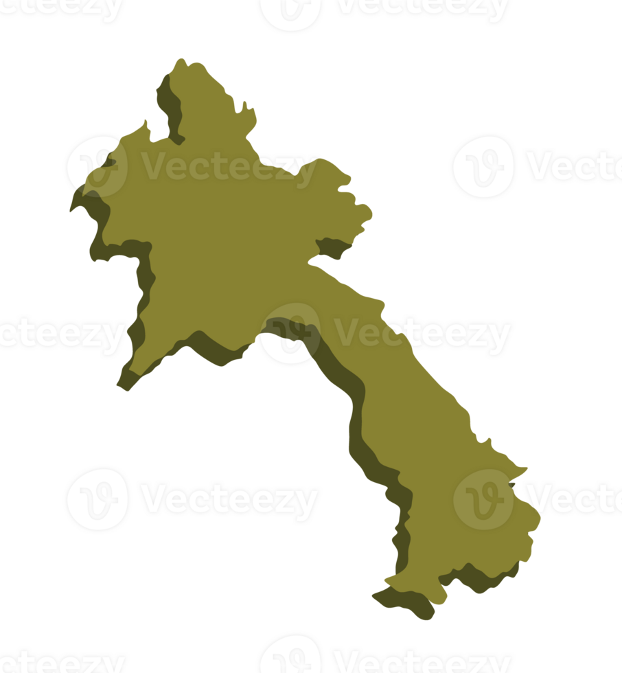 Laos map color 3d png