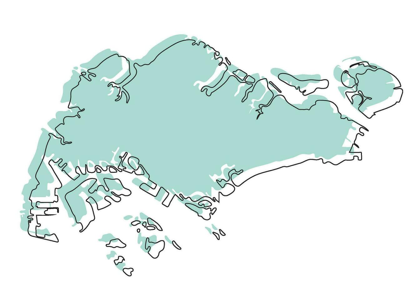 Singapore map 3d color map vector