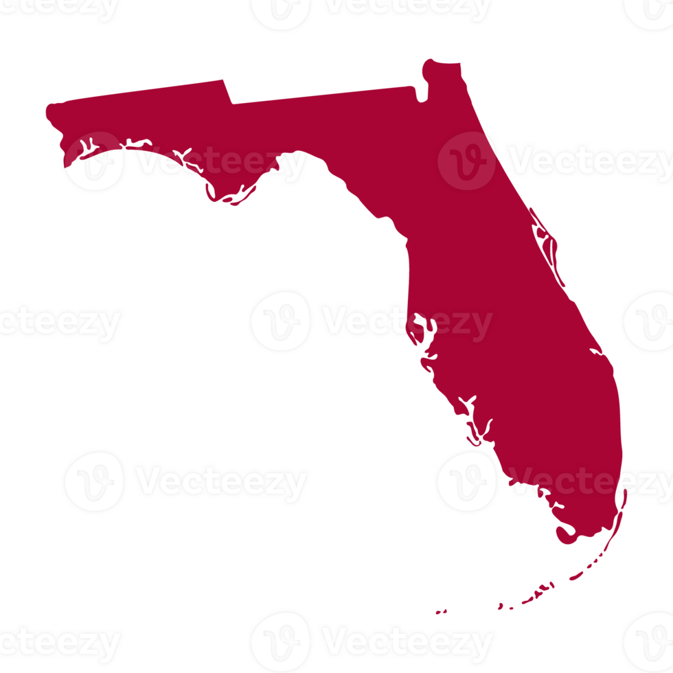 Florida map with outline color flag png