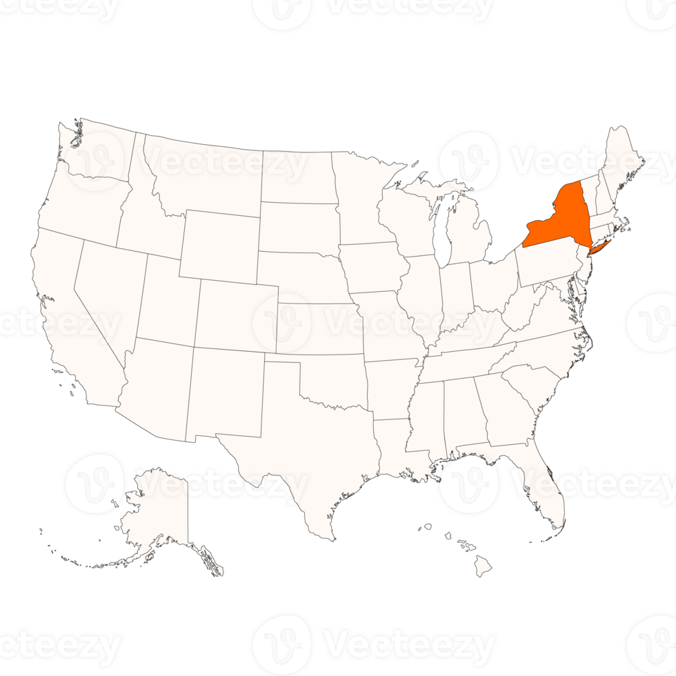 New York map with color outline 26266829 PNG