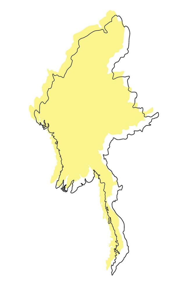 Myanmar map 3d color map. vector