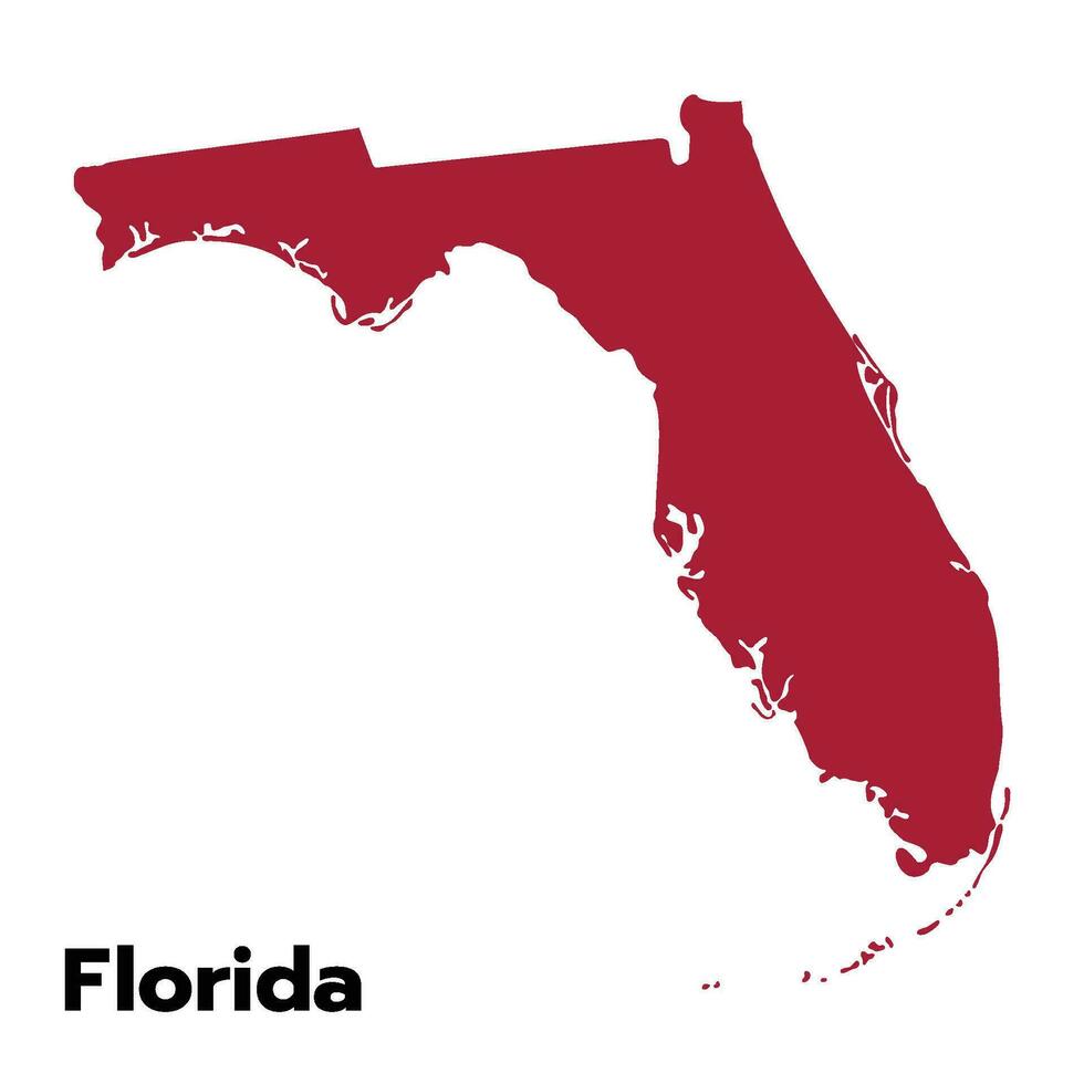 Florida mapa con contorno color bandera vector