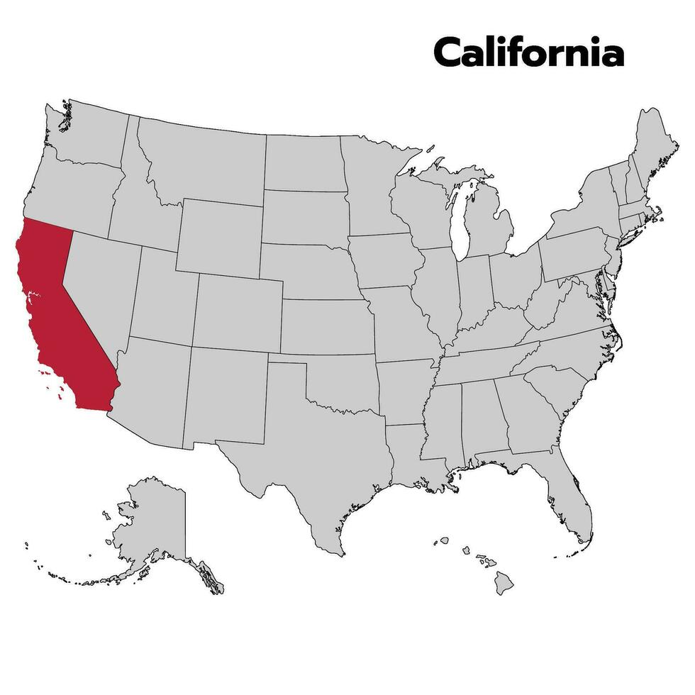 California map with color outline. Map of California. vector